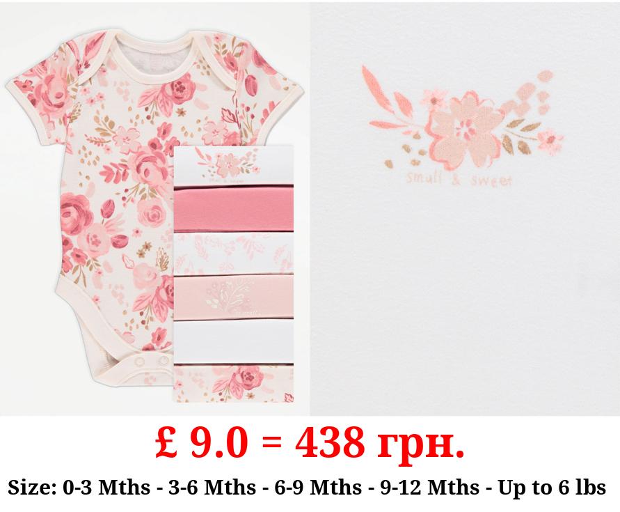 Floral Short Sleeve Bodysuits 7 Pack
