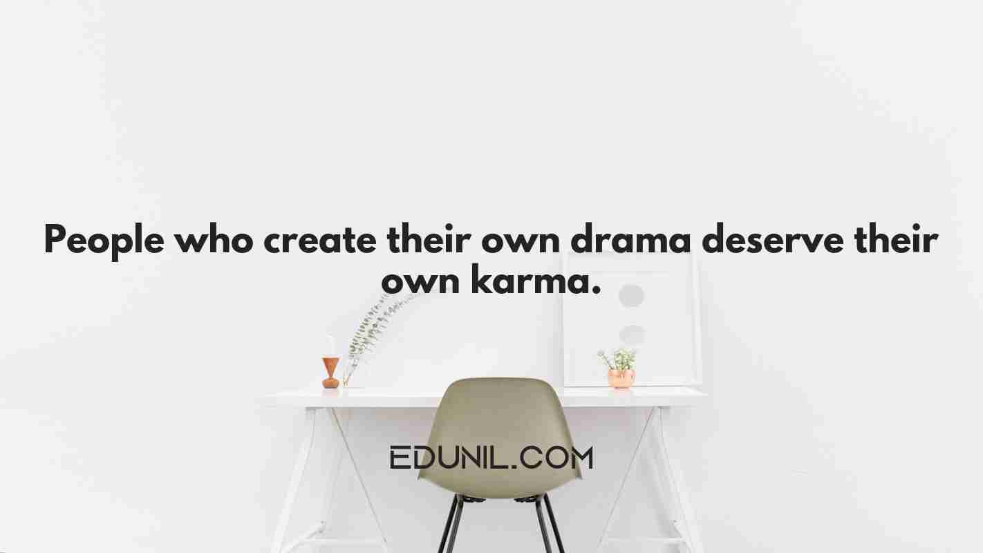 People who create their own drama deserve their own karma. -  