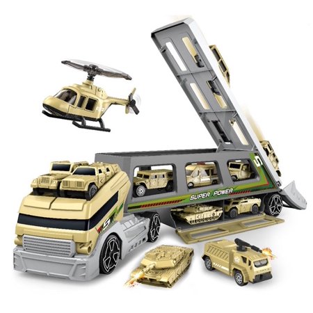 Military Truck 18 inch with 7 different military vehicles and 1 helicopter