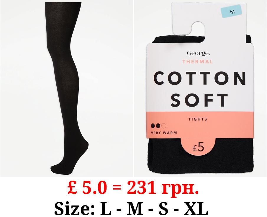 Black Cotton Rich Soft Thermal Tights