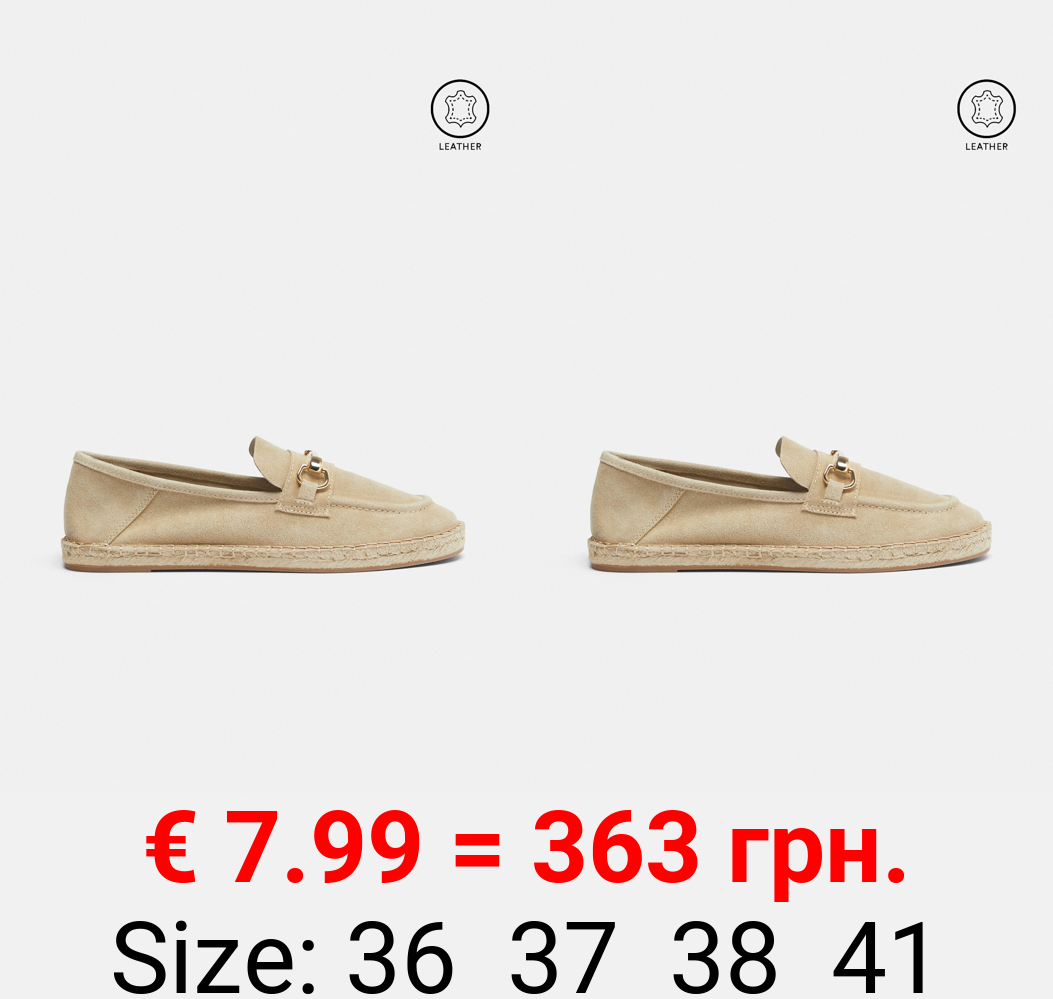 Leather espadrilles with buckle