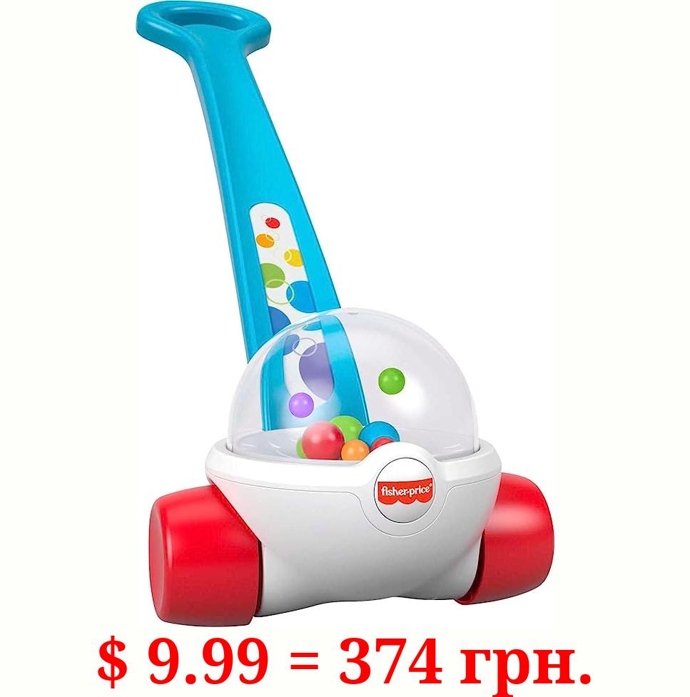 Fisher-Price Corn Popper Baby to Toddler Push Toy with Ball-Popping Action for Ages 1+ Years, 2-Piece Assembly, Blue