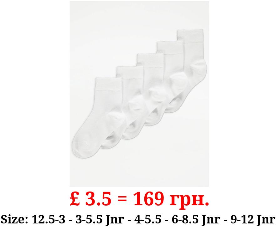 Easy On White Seamless Toe Cotton Rich Ankle Socks 5 Pack