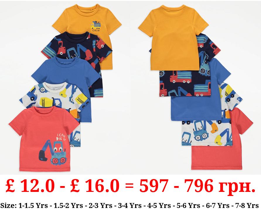 Digger Truck T-Shirts 5 Pack