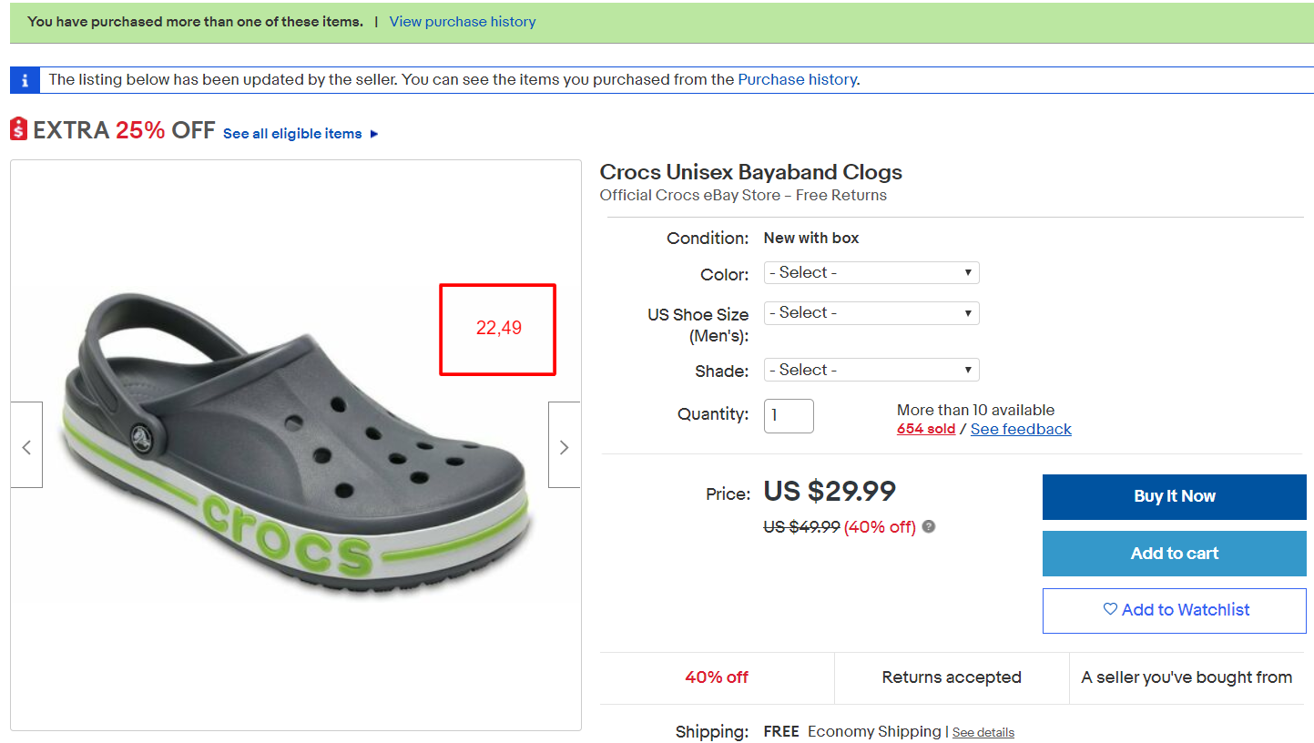 crocs ebay store