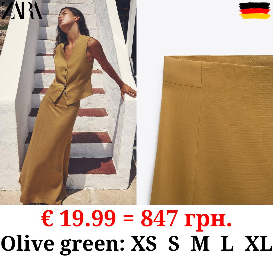 LINEN BLEND MIDI SKIRT