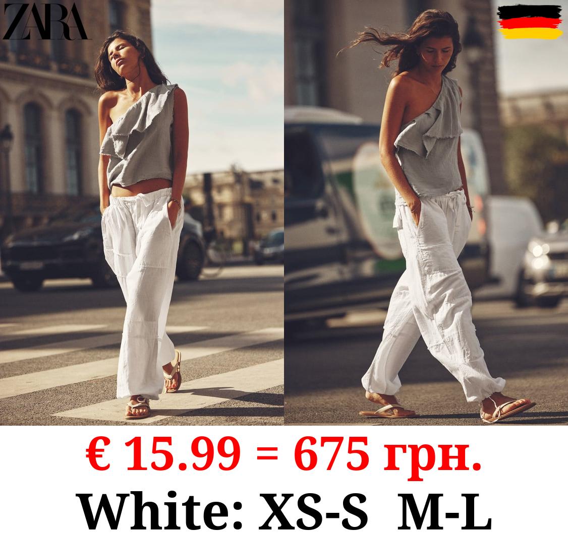 LINEN BLEND CARGO TROUSERS