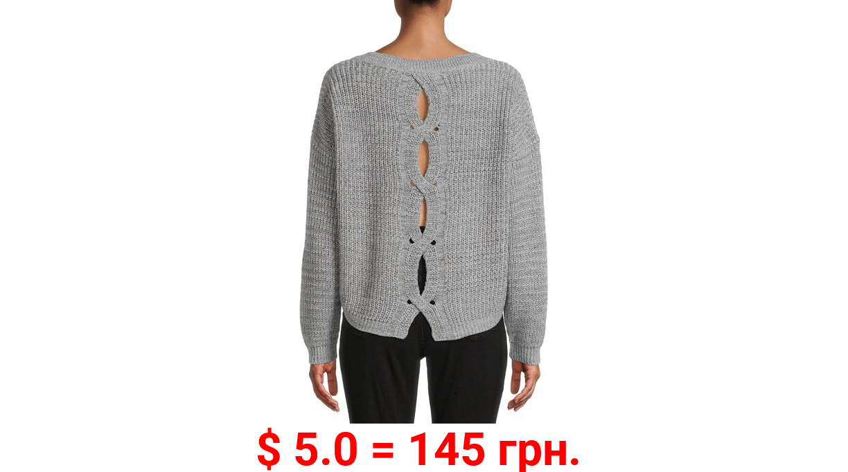 Time and Tru Women's Sweater with Cable Knit Back