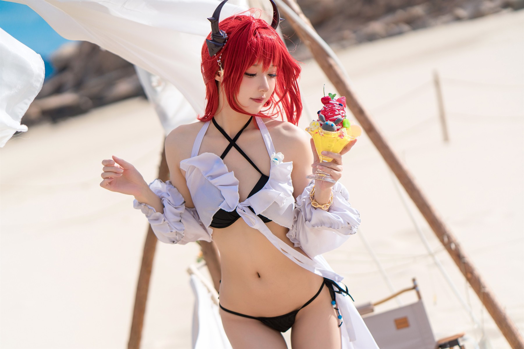 Cosplay 阿包也是兔娘 明日方舟 史尔特尔泳装 9