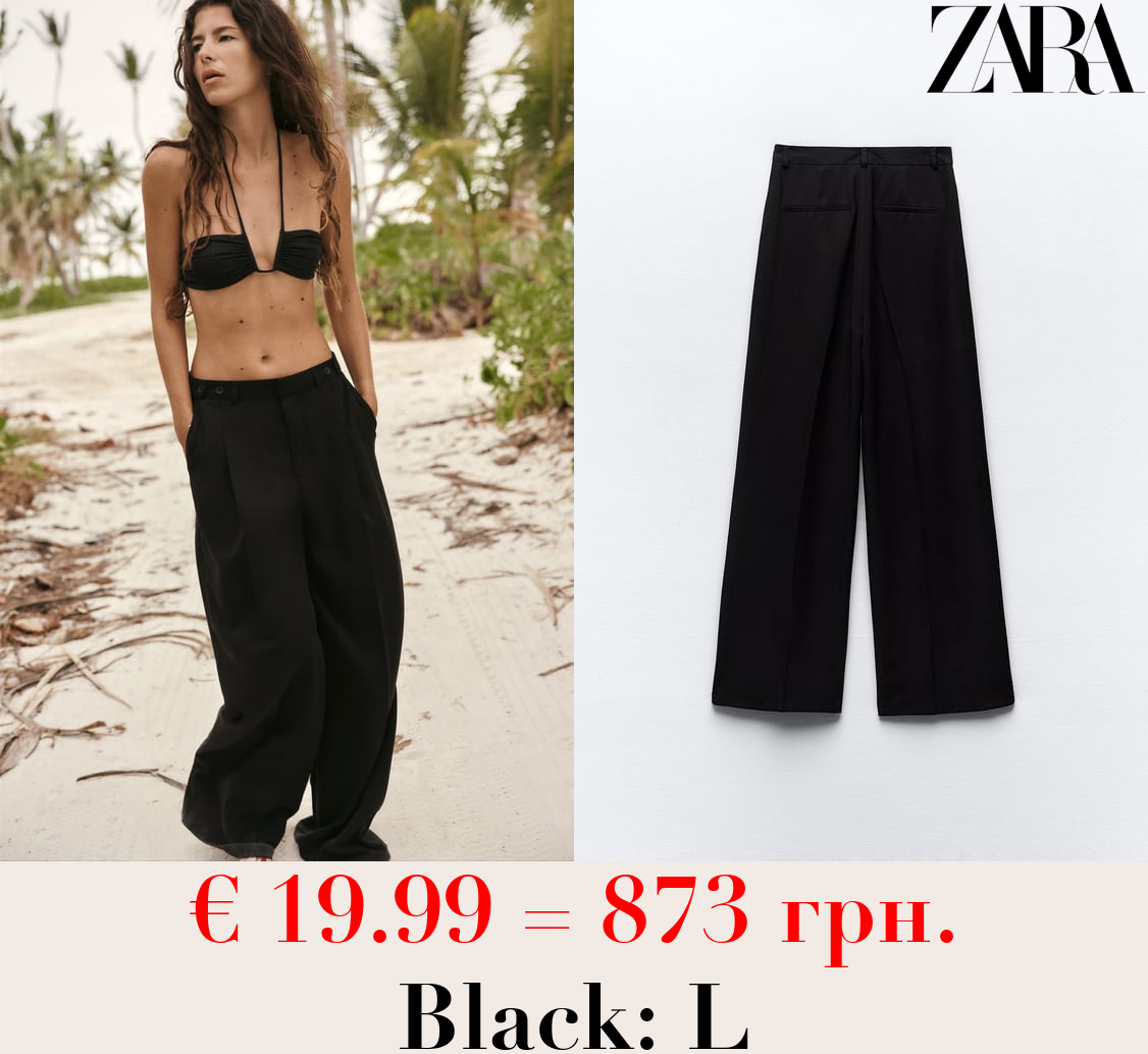 DARTED WIDE-LEG TROUSERS