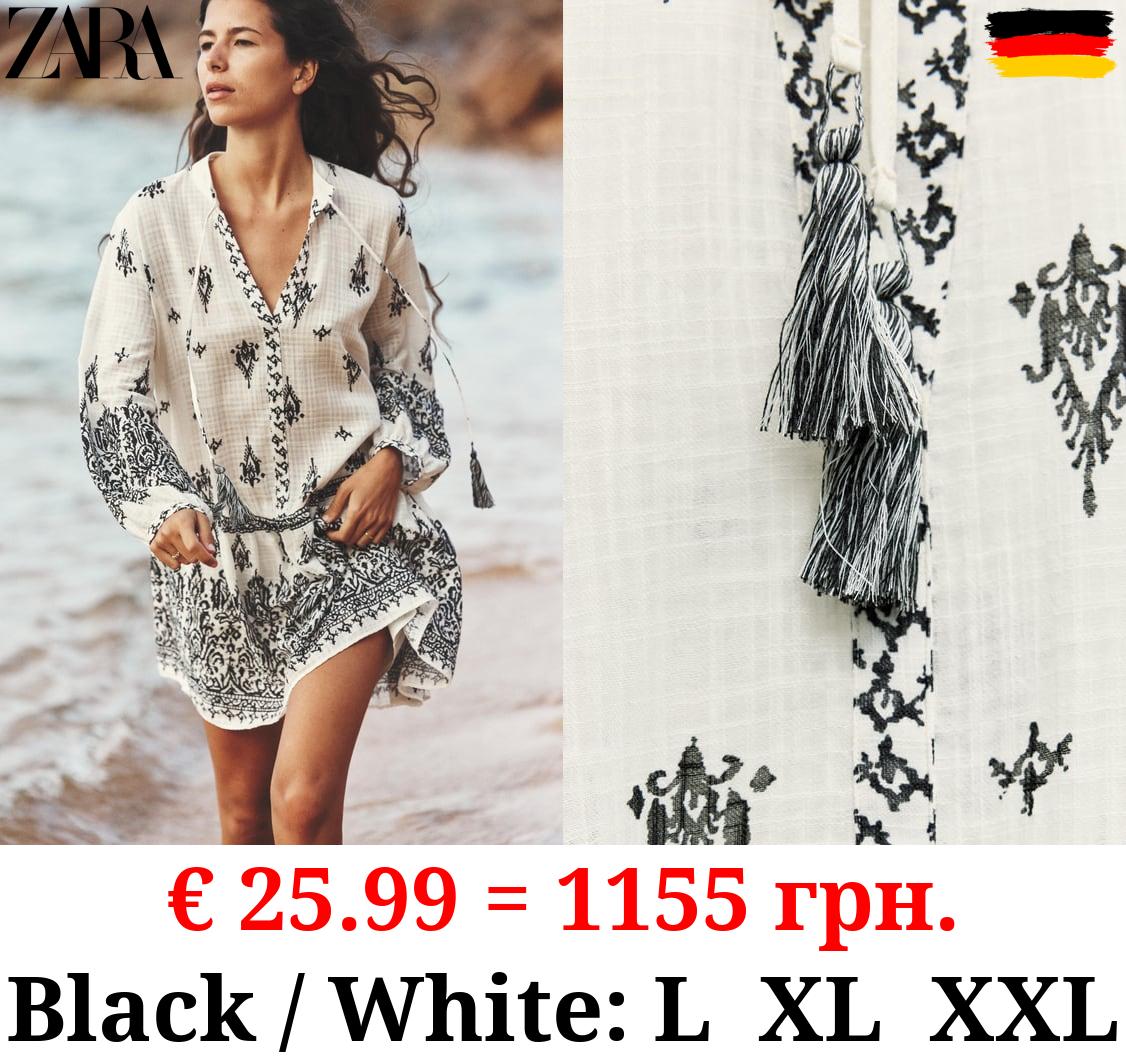 RUSTIC PRINTED MINI DRESS