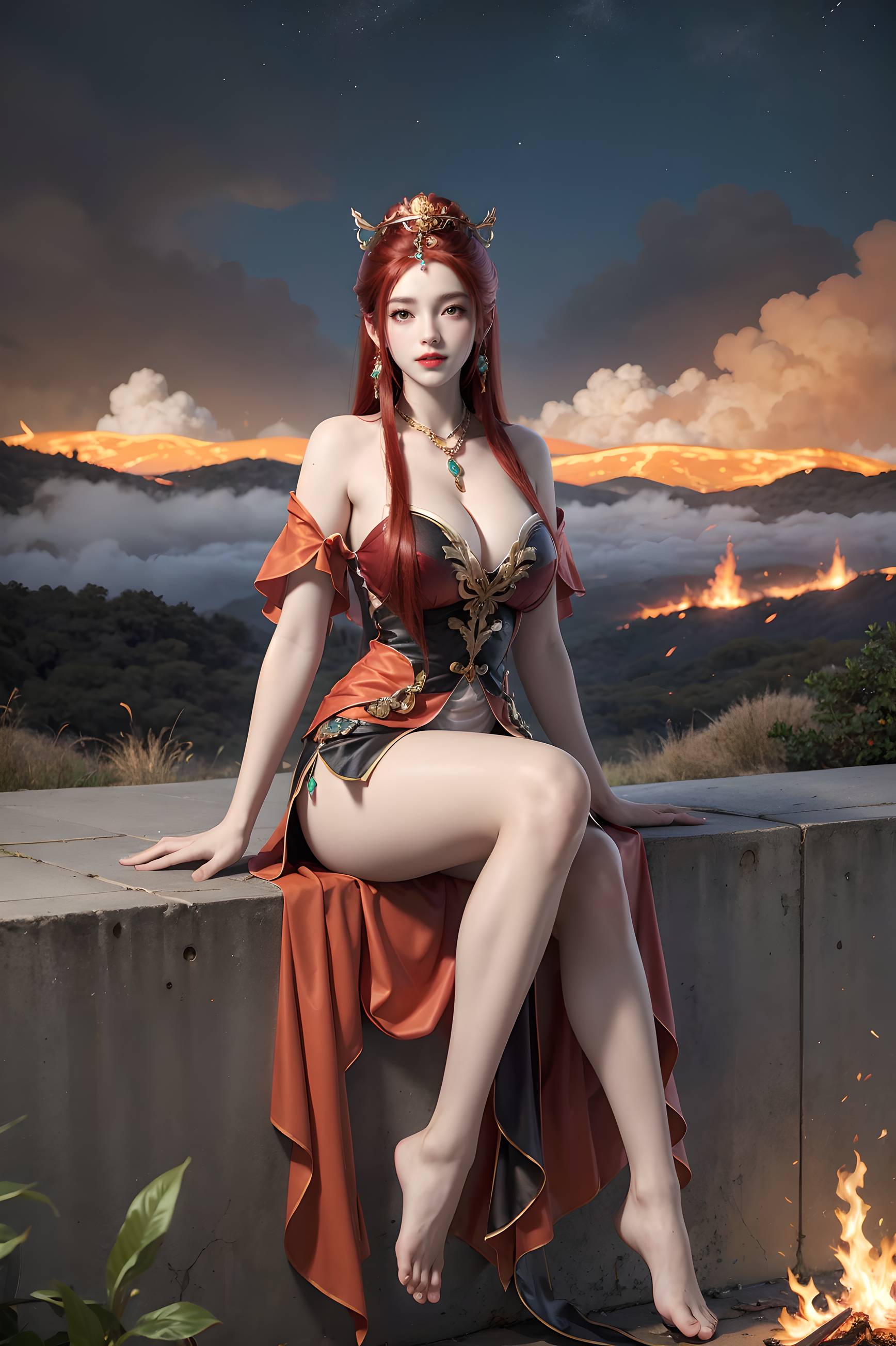 图片[81]-完美世界-曼珠沙华 户外红色礼服-六色网