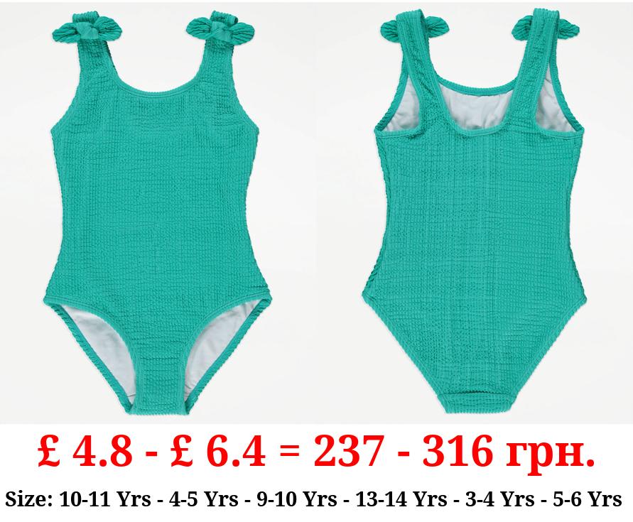 Green Crinkle Bow Swimsuit