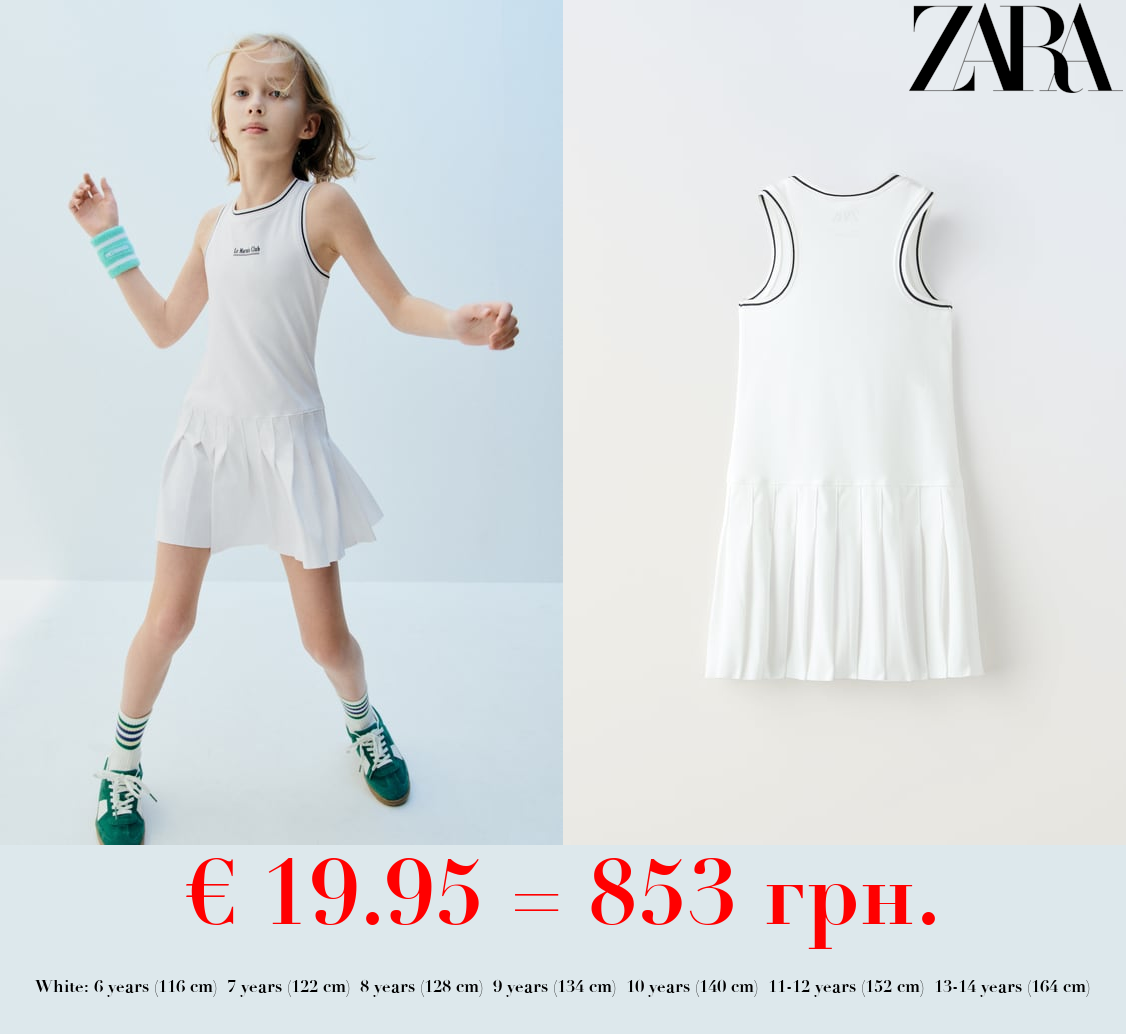 TECHNICAL BOX PLEAT DRESS WITH SLOGAN