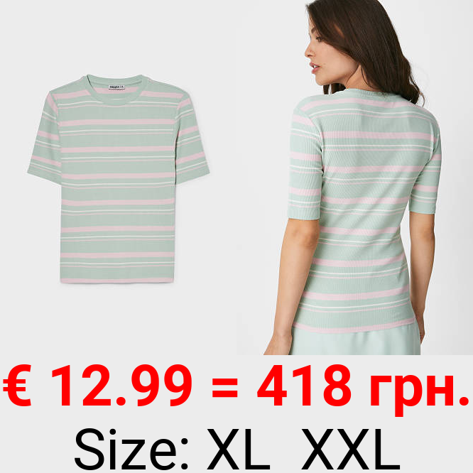 T-Shirt - gerippt - gestreift