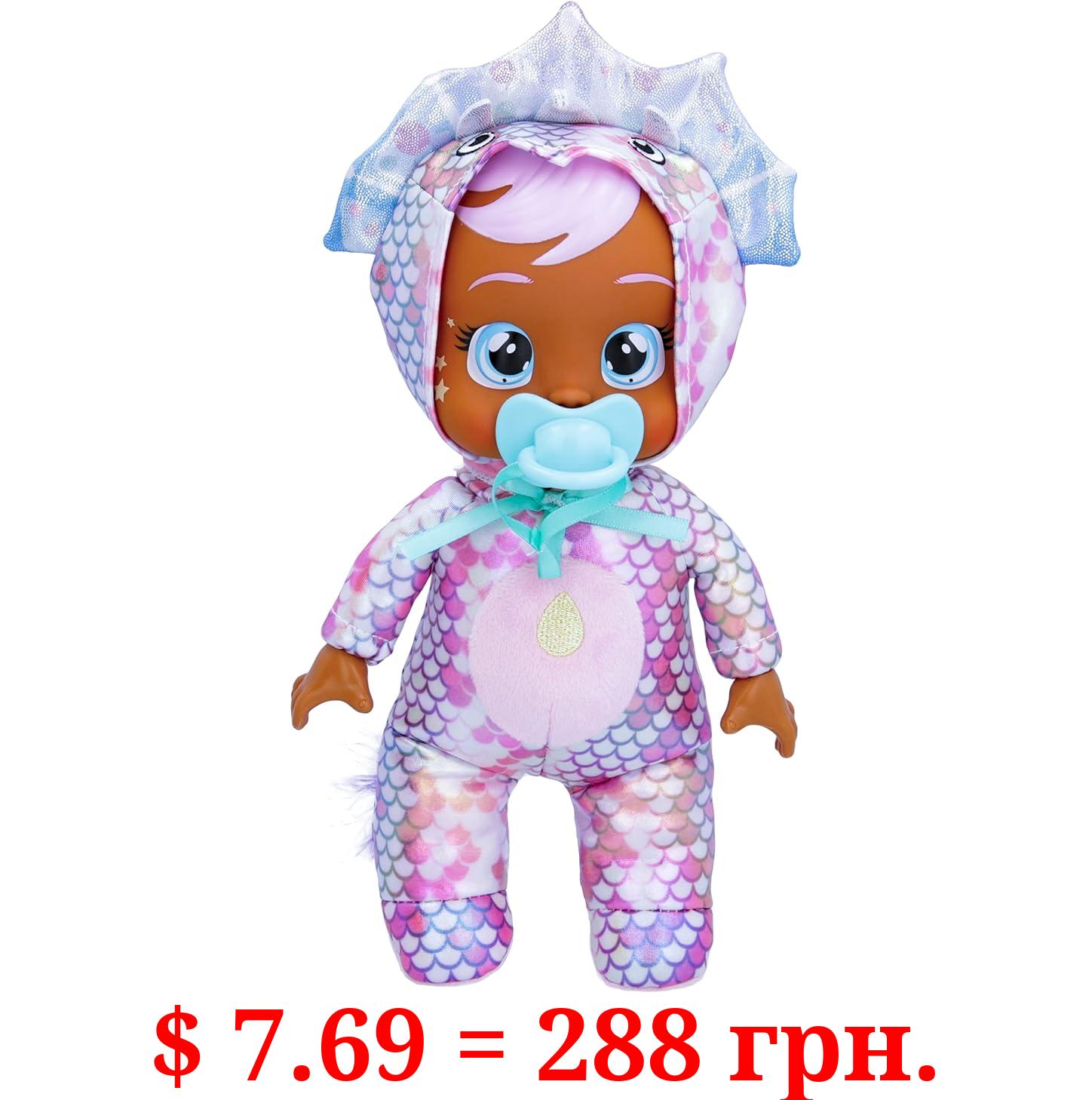 Cry Babies Tiny Cuddles Dinos Phoebe- 9" Baby Dolls, Cries Real Tears, Dinosaur Metallic Themed Pajamas