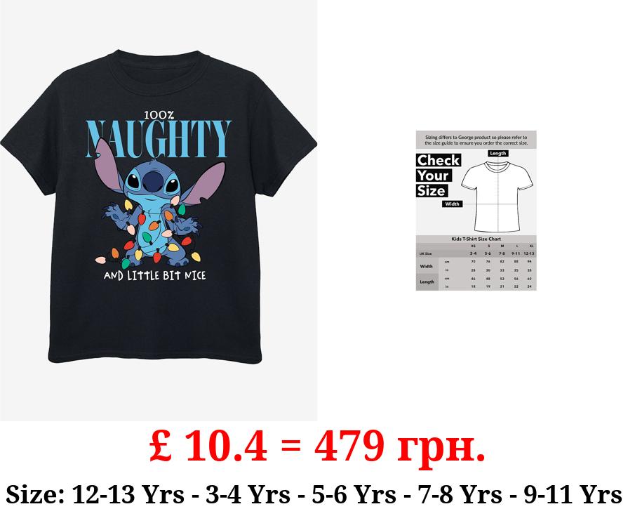 NW2 Disney Lilo & Stitch Naughty & Nice Kids Black T-Shirt
