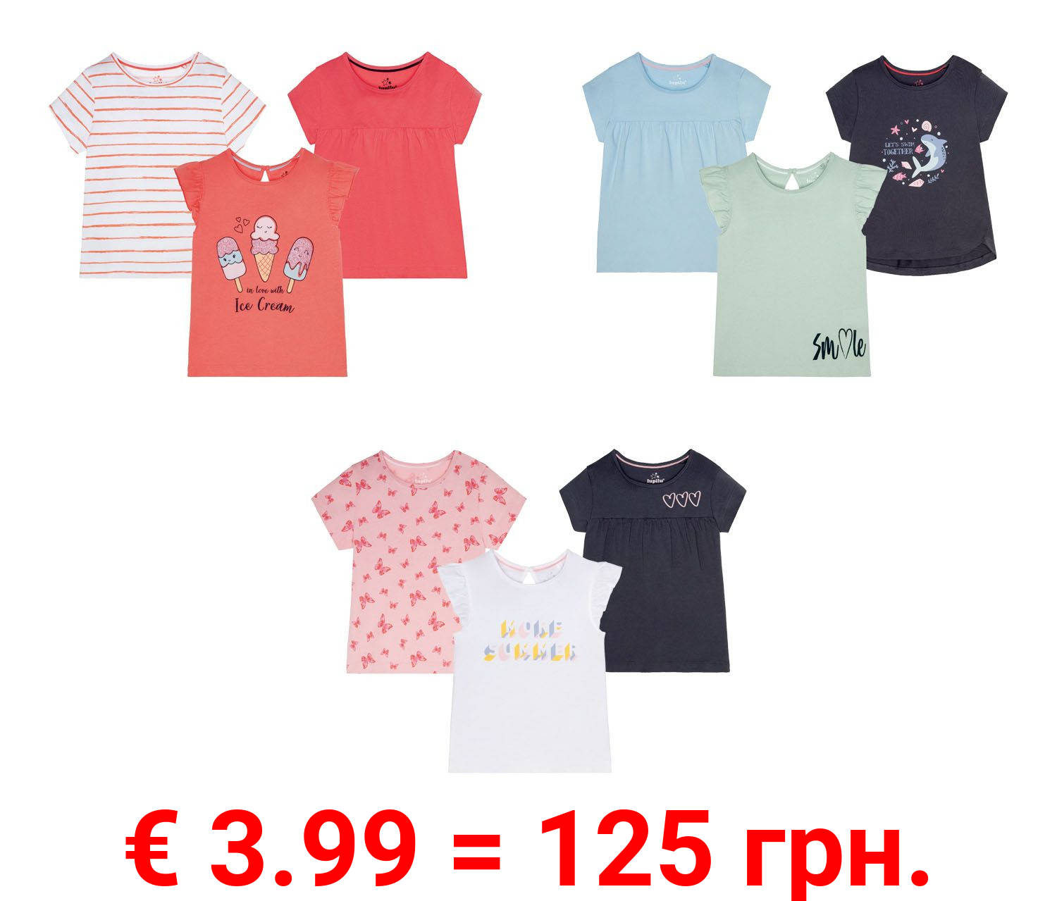 LUPILU® 3 Kleinkinder Mädchen T-Shirts