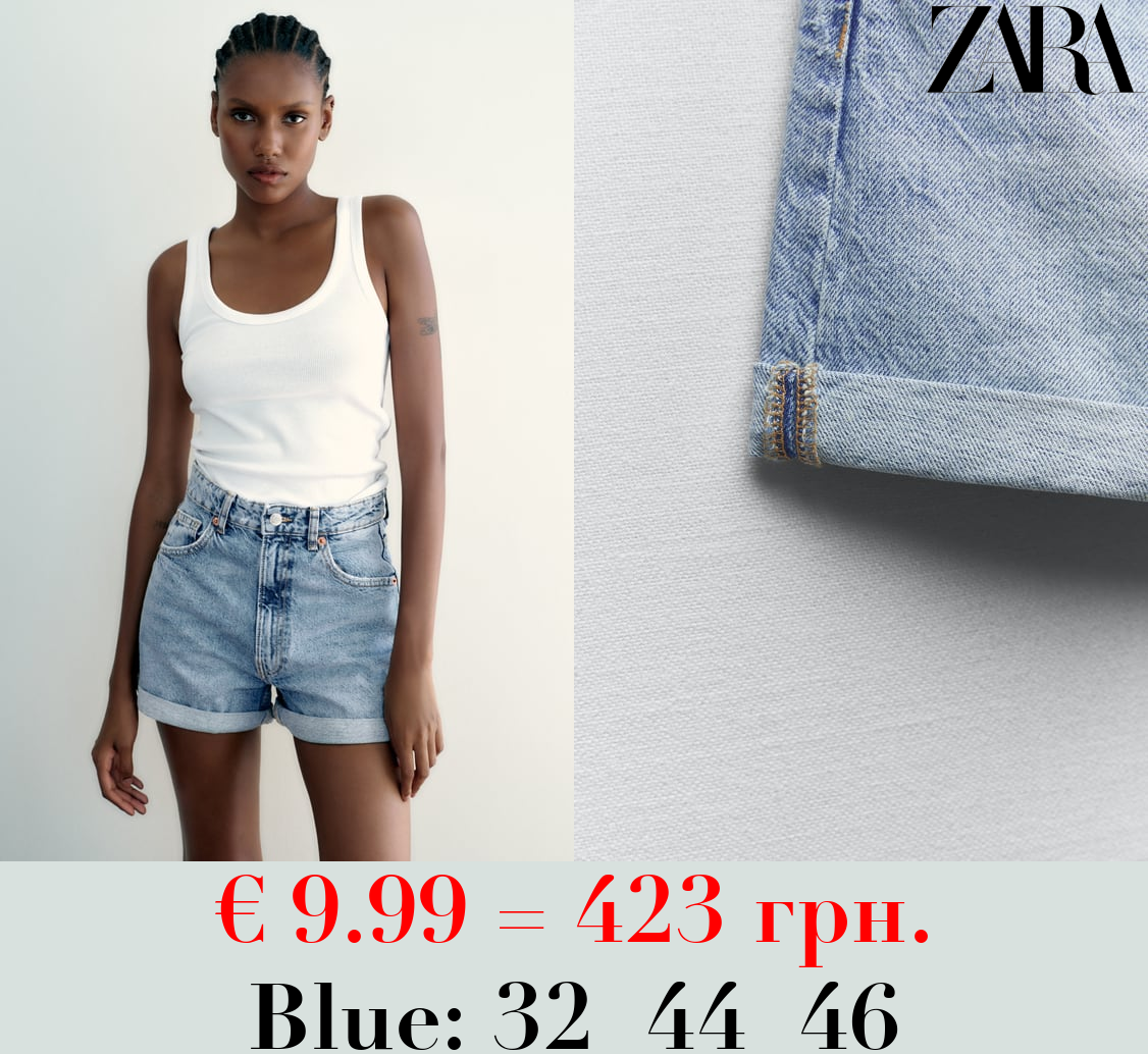 TRF HIGH-RISE MOM FIT DENIM BERMUDA SHORTS