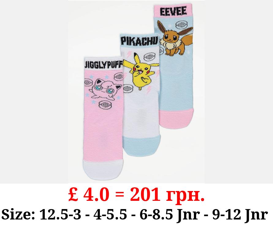 Pokémon Pastel Character Ankle Socks 3 Pack