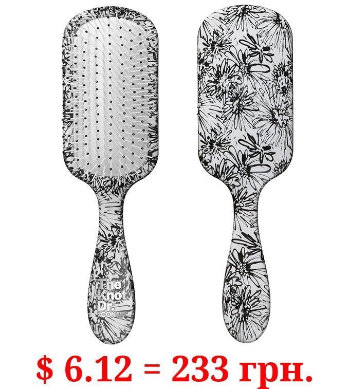 The Knot Dr. for Conair Hair Brush, Wet and Dry Detangler, Removes Knots and Tangles, For All Hair Types, Black / White Floral
