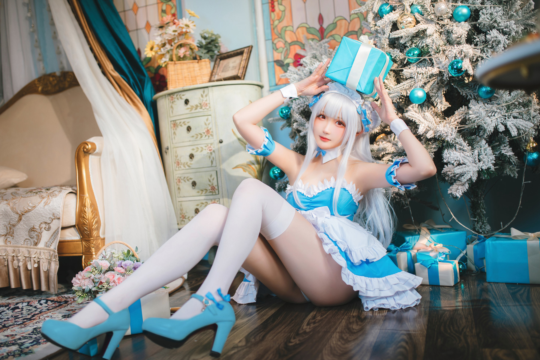 Cosplay 瓜希酱 碧蓝航线 小天鹅女仆 14