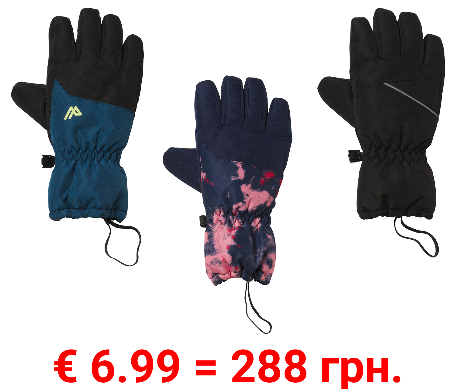 CRIVIT Kinder Skihandschuhe, wasserabweisendes Obermaterial