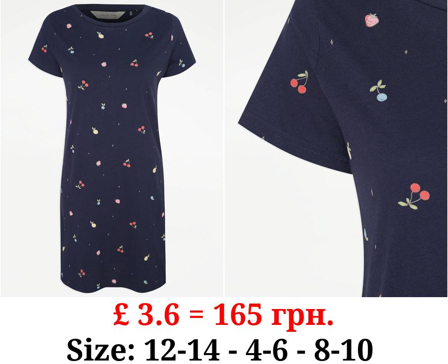 Navy Fruit Print Nightdress