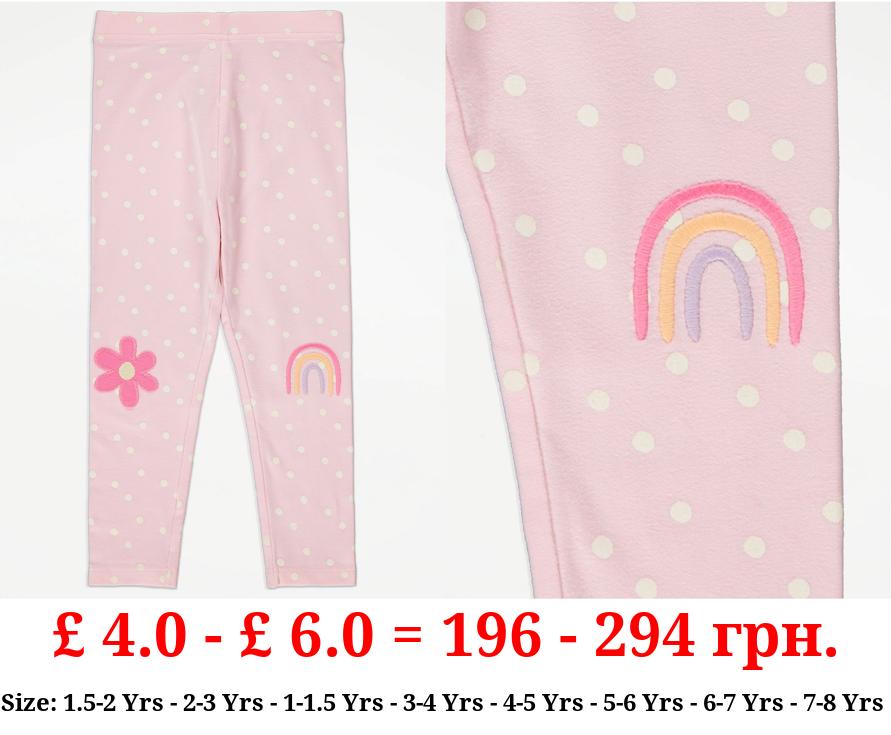 Pink Spot Embroidered Leggings