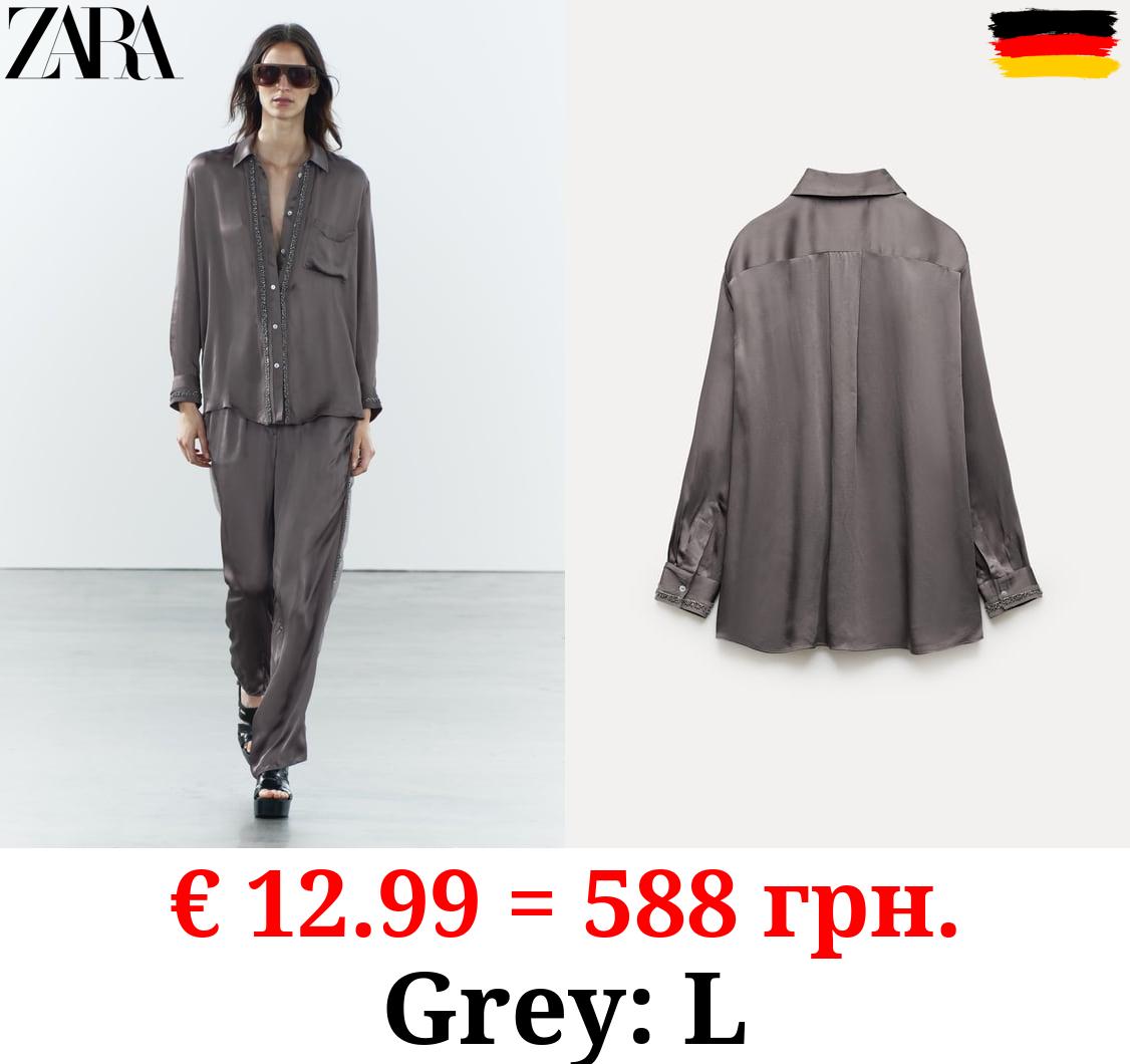 ZW COLLECTION EMBROIDERED SATIN SHIRT