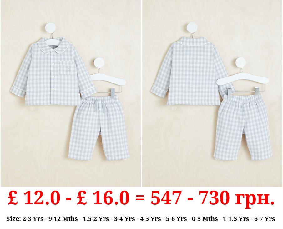 Billie Faiers Light Grey Checked Shirt Pyjamas