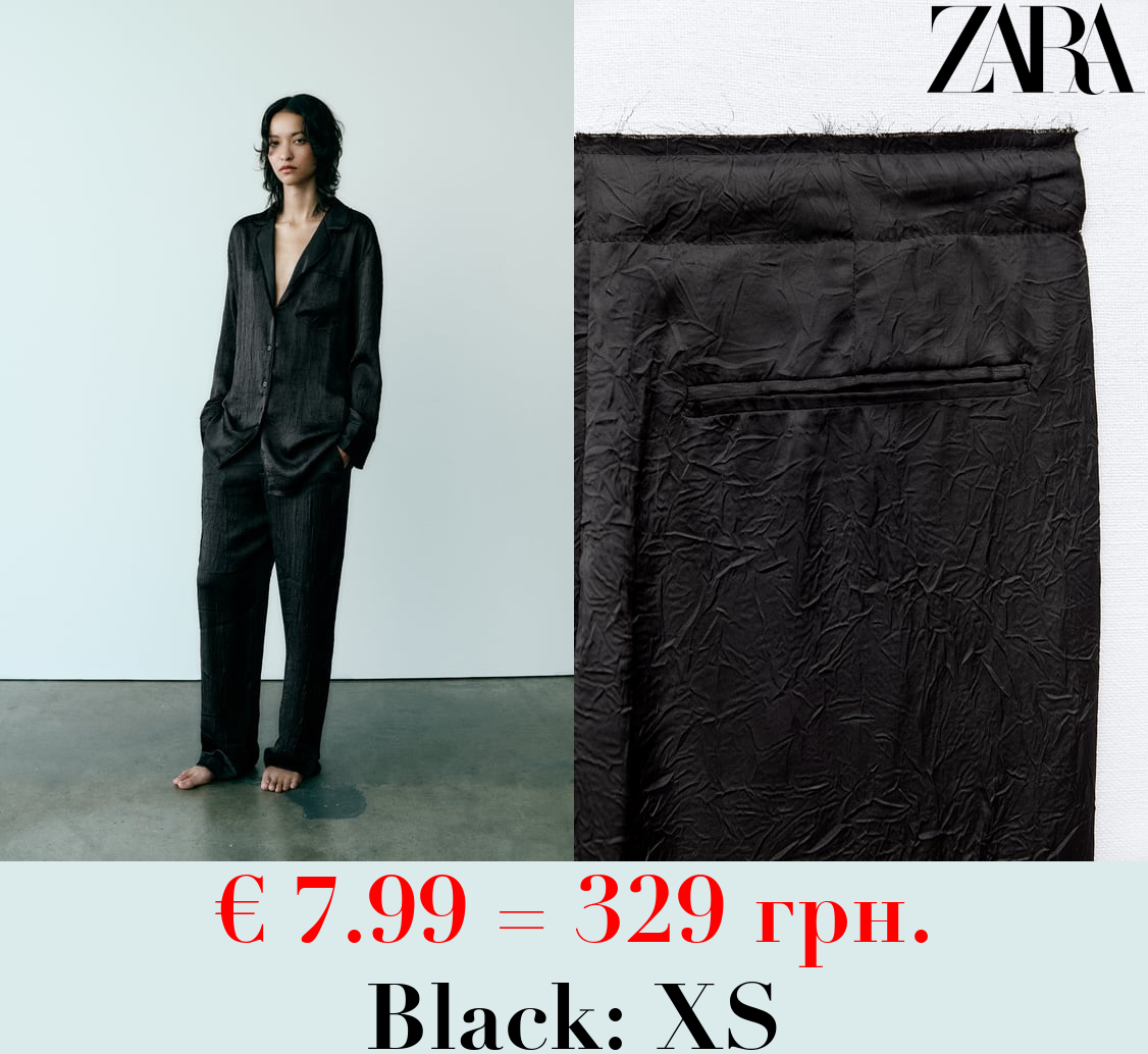 CREASED SATIN PYJAMA-STYLE TROUSERS