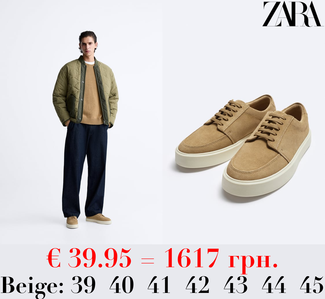 SPLIT SUEDE SNEAKERS WITH MOC TOE DETAIL