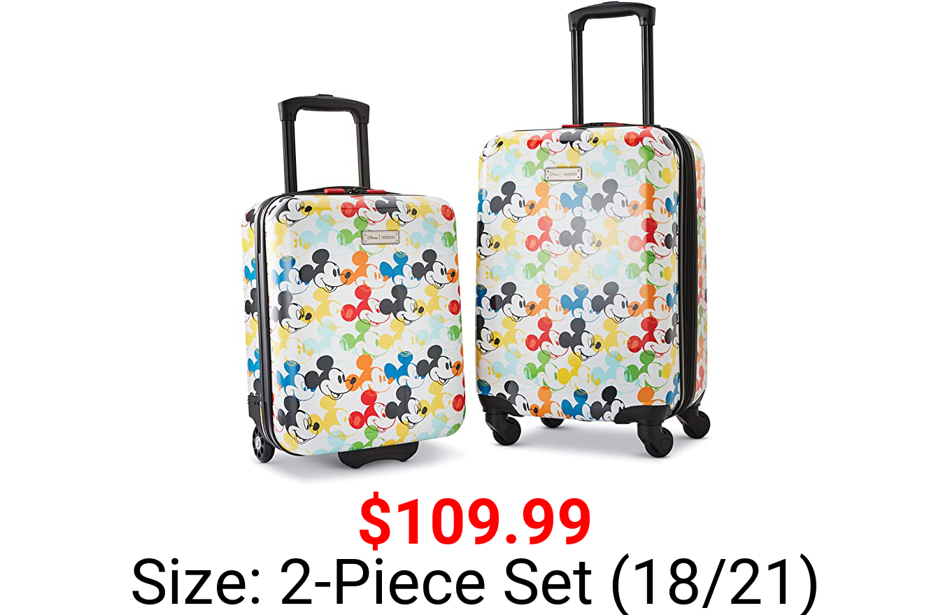 AMERICAN TOURISTER Disney Hardside Luggage with Spinner Wheels, Mickey Mouse 2, 2-Piece Set (18/21)