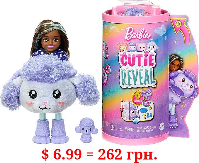 Barbie Cutie Reveal Chelsea Doll & Accessories, Poodle Plush Costume & 6 Surprises Including Color Change, Cozy Cute Tees Series