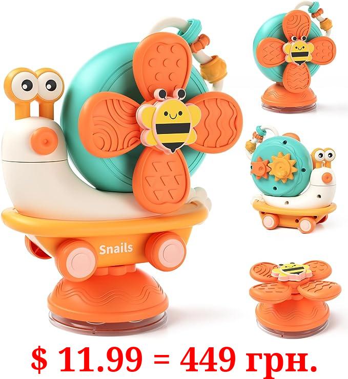 Alsatic Suction Cup Spinner Toys for 1 Year Old Boys Girls, Sensory Fine Motor Infant Travel Toys Montessori for Babies 6-12-18 Months, Birthday Gifts for 1-3 One Year Old, Newborn Toddler Bath Toys