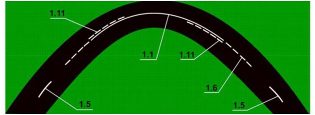 Разметка 1.6. Линия 1.11 дорожной разметки. Линия 1.11 дорожной разметки обгон. Разметка 1.1-1.6-1.1. Дорожная разметка ПДД 1.11.