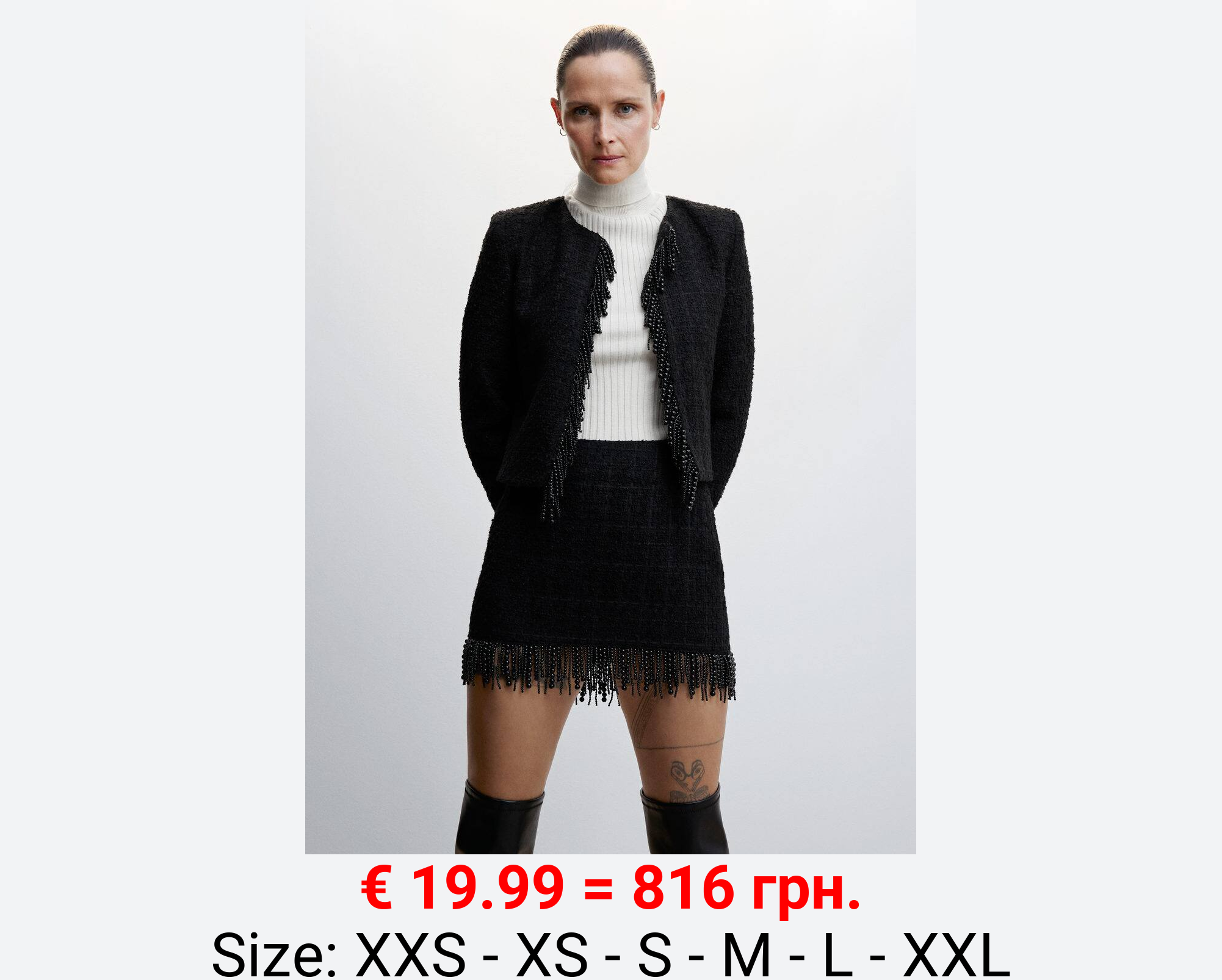Minifalda tweed abalorios
