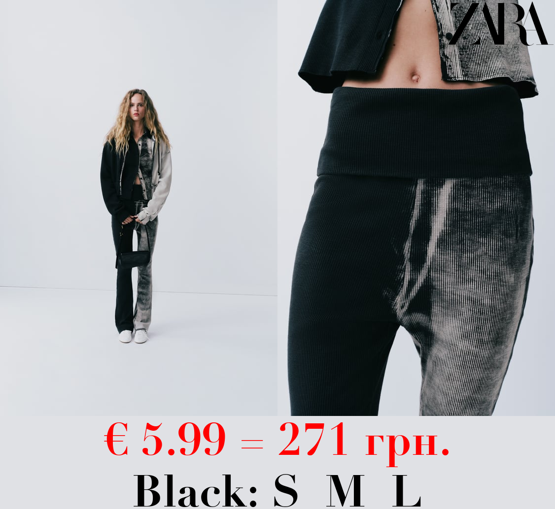 FADED-EFFECT RIBBED TROUSERS