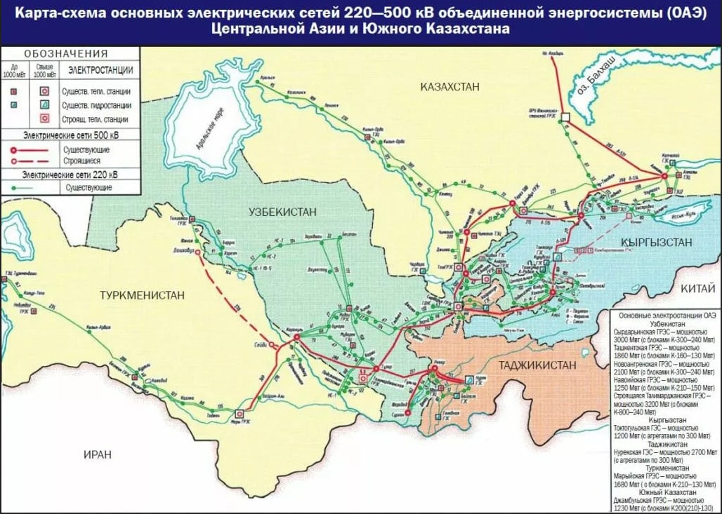 Карта схема электрических сетей казахстана