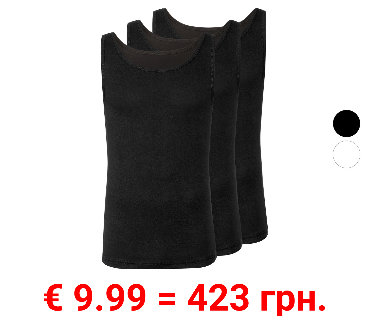 LIVERGY® Herren Achselhemd, 3 Stück, in Feinripp-Qualität