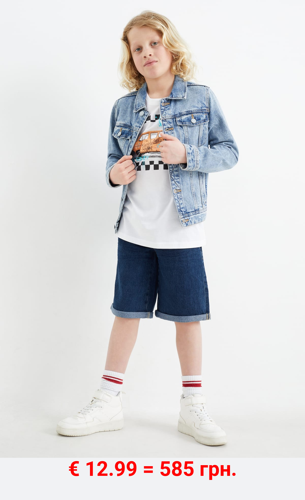 Bus - Set - Kurzarmshirt und Jeans-Shorts - 2 teilig