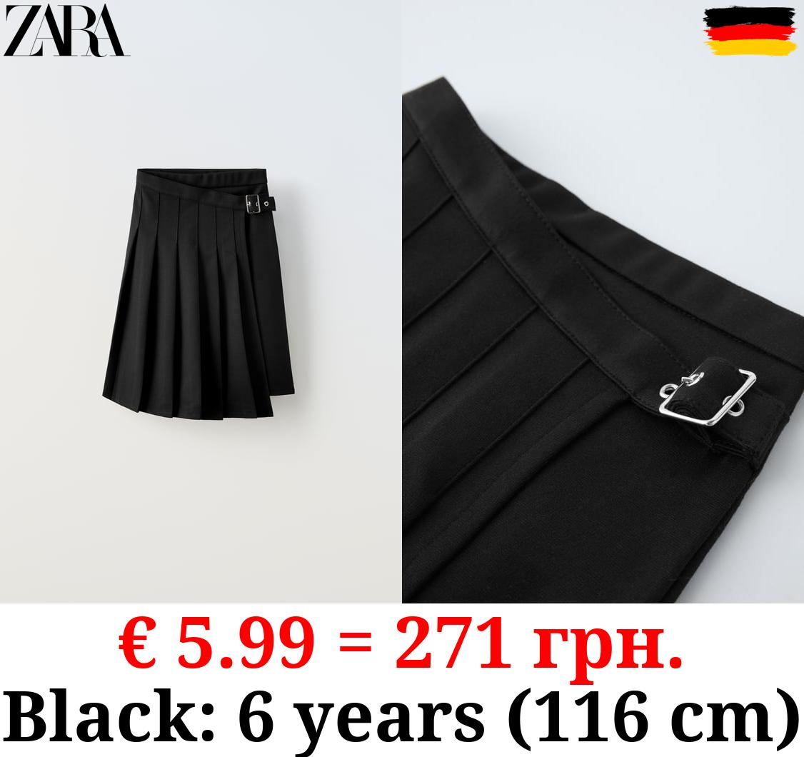 BOX PLEAT MIDI SKIRT WITH BUCKLE