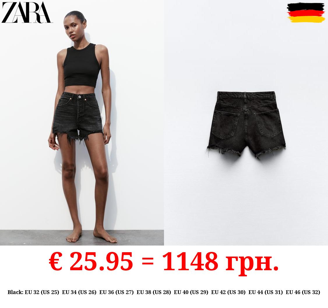 TRF HIGH-WAIST DENIM RIPPED SHORTS