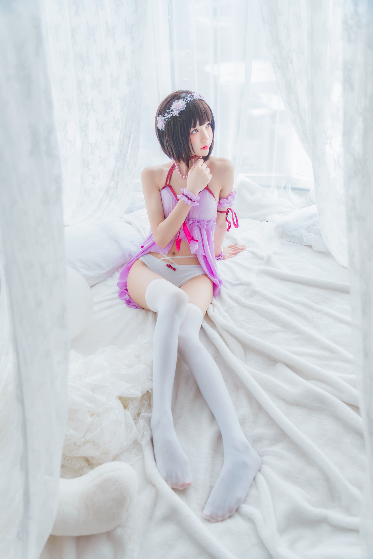 [桜桃喵] 加藤惠 Megumi Kato 紫色小睡裙 14