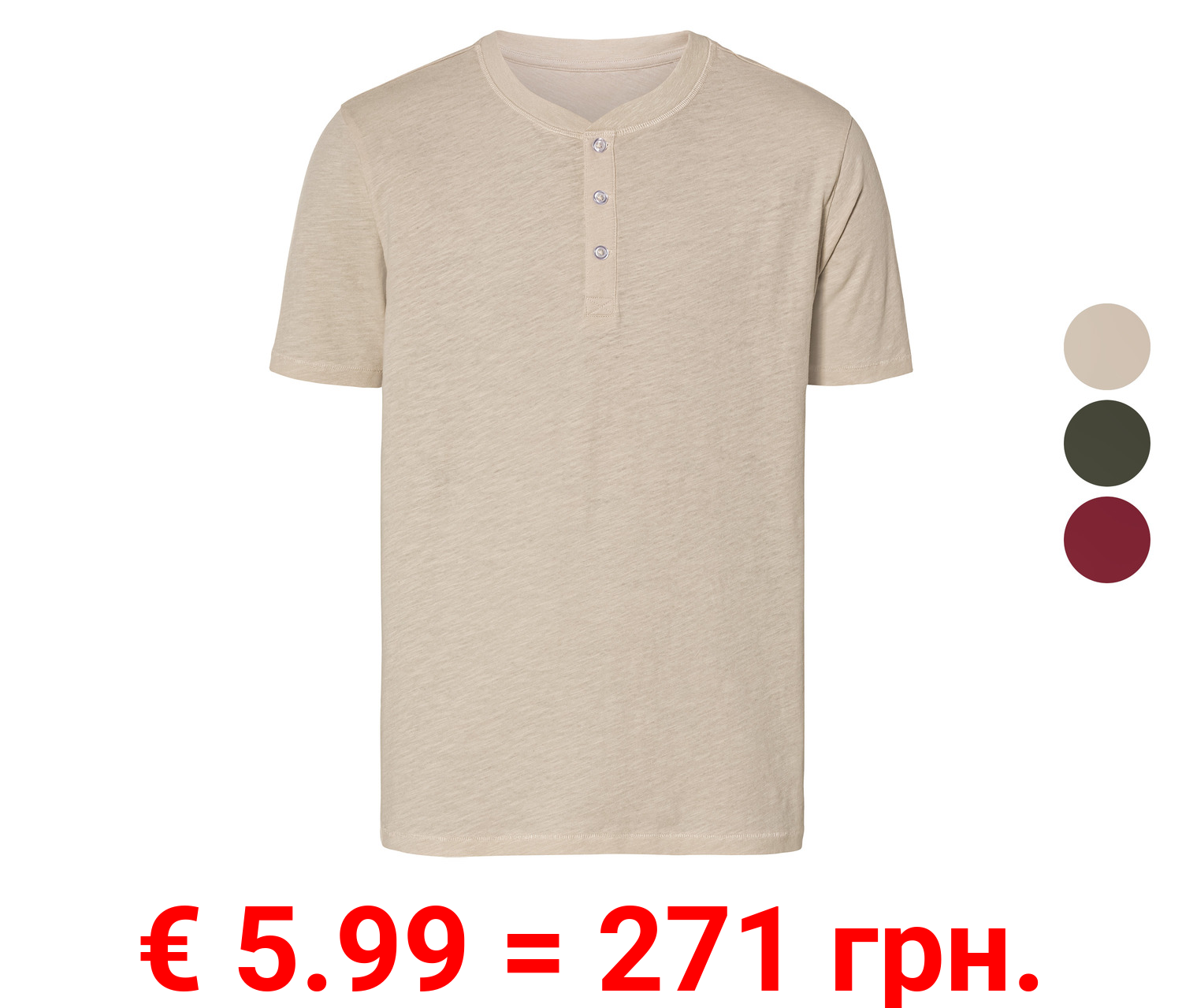 LIVERGY® Herren T-Shirt mit Slub-Yarn-Struktur
