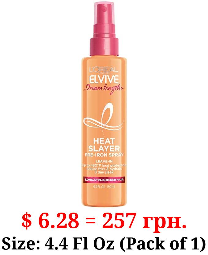 L'Oreal Paris Elvive Dream Lengths Heat Slayer Pre-Iron Spray Leave-In, 4.4 Ounce
