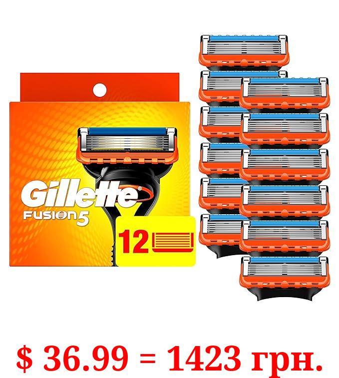 Gillette Fusion5 Razor Refills for Men, 12 Razor Blade Refills