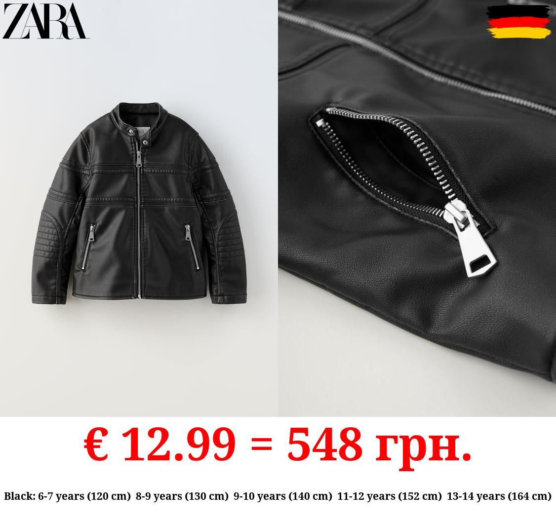 FADED FAUX LEATHER JACKET