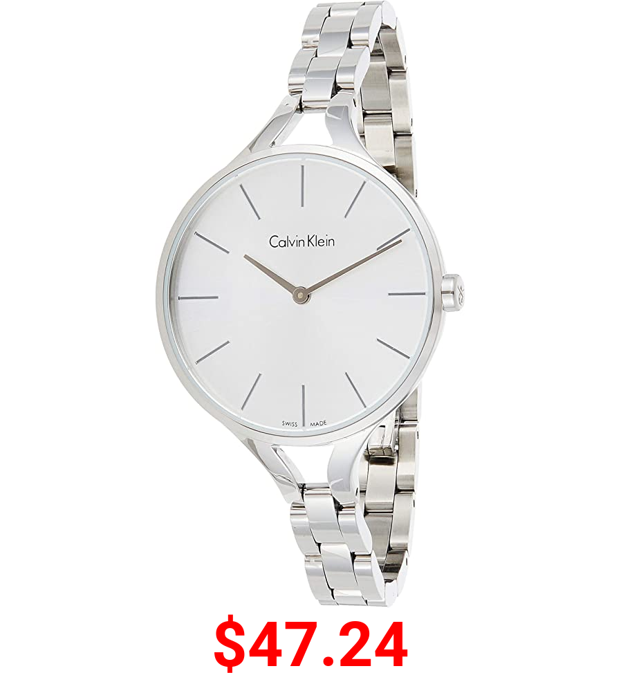 Calvin Klein Women's Quartz Watch with Stainless Steel Strap, Silver, 17 (Model: K7E23146)